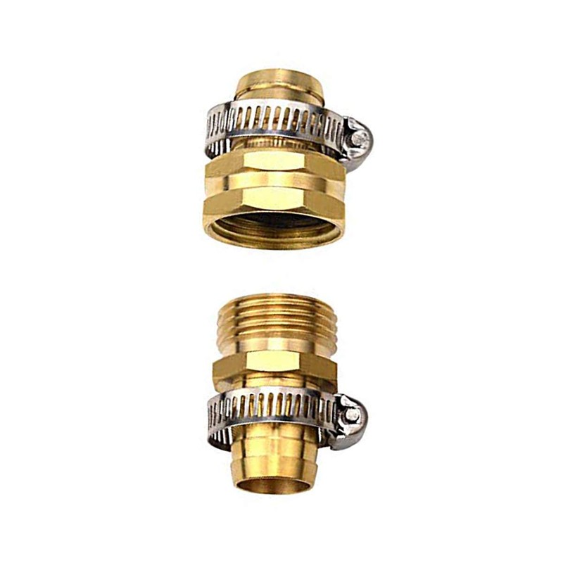 3/4" Brass Garden Hose Repair Mender Male Female Connector Stainless