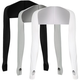 Arm Sleeve,H HOME-MART UPF 50 Cooling Shawl Arm Sleeves Sun Protection for Women Men with Finger Hole Shawl Fake Sleeves for Walkout Golfing, Driving, Riding, Fishing (Black+White+Light Grey)