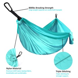 Gold Armour Camping Hammock - XL Double Hammock Portable Hammock Camping Accessories Gear for Outdoor Indoor with Tree Straps, USA Based Brand (Seafoam)