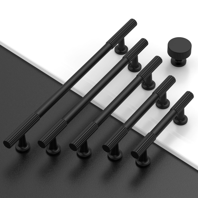 Amerdeco 10 Pack Matte Black Cabinet Knobs Single Hole Cabinet