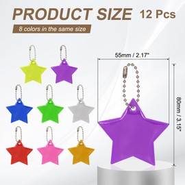 PATIKIL 12 Pcs Reflective Keychain, 2.2in Reflective High Visibility Safety Keychain Tags Pentagram Pendants Bright Zipper Pulls Waterproof for Backpack Running Cycling, Purple