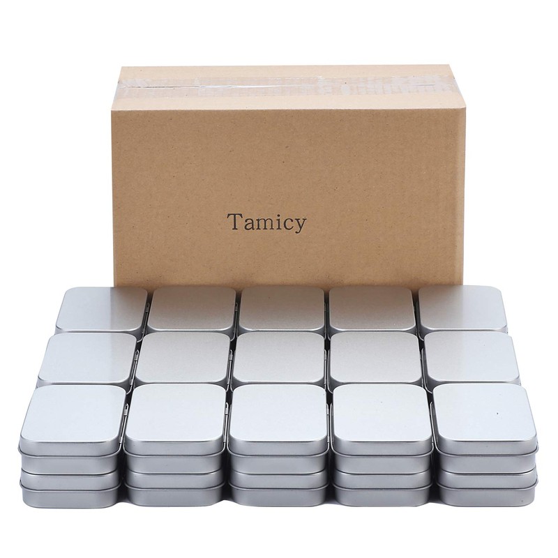 Tamicy Metal Rectangular Empty Hinged Tins - Pack of 40