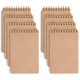 VEESUN Notepad A6 Squared Pack of 8: Notebook 80 Sheets/160 Pages Spiral Pad Kraft Cover Pad Sketch Pad Diary Spiral Bound Gift for College Office Back to School