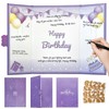 Purple Birthday Decoration Guest Book, 18x12 Inch Signing Board