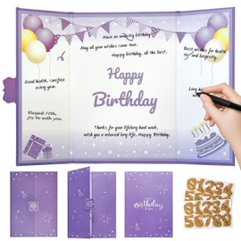 Purple Birthday Decoration Guest Book, 18x12 Inch Signing Board