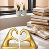 1Pair/2Piece Gold Heart Hands Book Ends, Heavy Duty Resin Decorative
