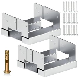 4x4 Post Deck Base Anchor for Concrete, 2 Pack Galvanized Post Base for 3.5x3.5 Wood, Post Base Holder with 1" Standoff for Gazebo Pergola Deck Porch, Includes 2 Fastener & 20 Screws