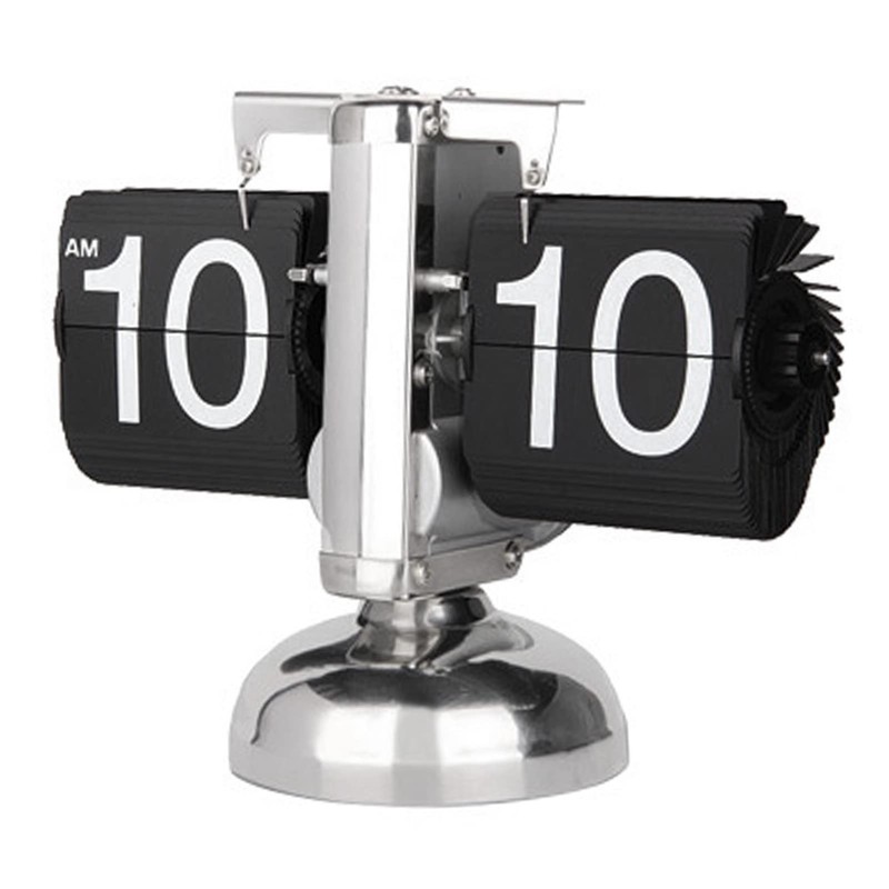 Reloj Abatible Retro Minimalista, Reloj de Escritorio Mecánico con Tapa