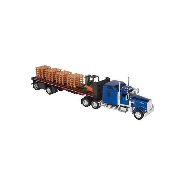 Die-Cast Truck Replica - W900 Flatbed with Forklift, 1:32 Scale,