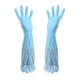RARITYUS Household Kitchen Cleaning Gloves Waterproof Cotton Lined Dishwashing Non-Slip Long Cuff Gloves