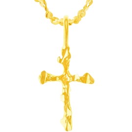LIFETIME JEWELRY Small Nugget Cross Necklace for Women & Men 24k Gold Plated