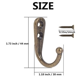 24 Pieces Coat Hooks, Wall Mounted Hook Robe Hooks Coat Hook Single Coat Hanger Cloth Hanger with 50 Pieces Screws for Cloakroom Bath Kitchen Garage (Bronze)
