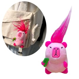 caralin Cute Capybara Keychain Eye catching and Colorful Keychian Accessory Chic Capybara Plush Phone Charm for Capybara Lovers Alloy Flannel