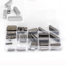 Round End Key Set, Stainless Steel Parallel Drive Shaft Key Assortment Kit with Storage Box (60 Pieces)