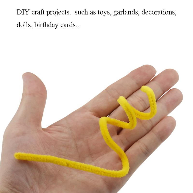 HAHIYO 12inches*6mm Yellow 70PCs Pipe Cleaner Craft Chenille Stem Extra