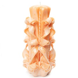 Carved Candle Artisan, Handcrafted Decorative Dipped, Home Decor, Fancy Unique Birthday Gift, New Year, Large, Thanksgiving, Christmas, Gift for mom, Yellow, Peach Large 8"