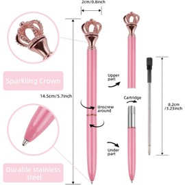 Ballpoint Pens 3 PCS Diamond Crown Top Black Ink Refills Writing Pen Set Office Supplies Stationery Gift Suitable for School Office Home Wedding Decorate (Set 3)