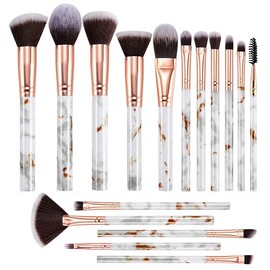 DUAIU Brochas de Maquillaje 16PCs Set de Brochas de Maquillaje, Sintéticas Premium para Polvo Kabuki Rubor Contorno Base Corrector Difuminado Sombras de Ojos Sets
