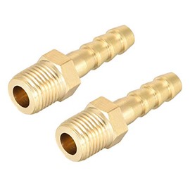 sourcing map Brass Metric Male to Barb Hose Connector 6mm x M10 x 1 (Pack of 2)