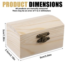 Pack of 12 Mini Wooden Treasure Chests: Small Wooden Box with Hinged Lid, Small Wooden Box Treasure Chest Wood, Small Treasure Chest for Birthday Gifts