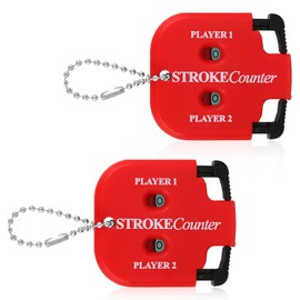 BOXOB Pack of 2 Golf Punch Counter, Mini Golf Score Counter, Practical Portable 2 Player Bump Clicker Score Counter with Key Ring for Various Types of Competitions and Games (Red)