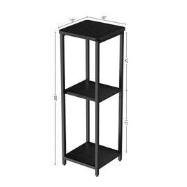 GHIMIGN 10" Wide Square Drink Table with Adjustable Feet - 3-Tier Small Side Table for Apartments, Balcony & Office | Space-Saving, Lightweight & Multi-Functional (Plants, Books, Drinks,Black)