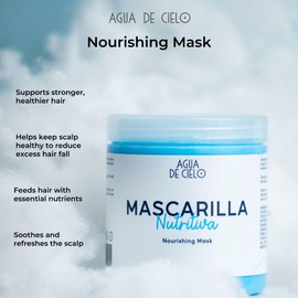 Agua de Cielo Nourishing Mask - Deep Conditioning Hair Mask for Dry Hair, Nourishes Hair with Key Nutrients for Optimized Hair Care, With Ginger, Collagen, Shea Butter & Rosemary - 16 Oz