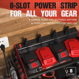 Veitorld Power Tool Organizer with Charging Station - 4 Drill Holders - Heavy Duty Modular Wall Mount Rack for Garage, Tool Storage Organizer - Valentines Day Birthday Gifts for Men Him Husband