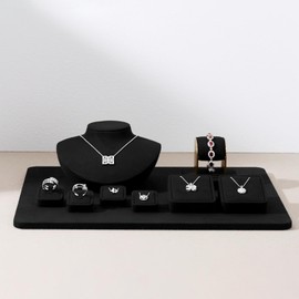 Papten Microfiber Jewelry Bust Display Necklace Pendant Microfiber Jewelry Necklace Display Stand for Showcase(Black)