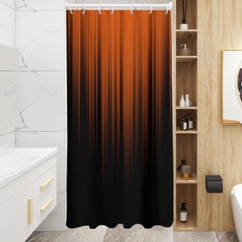 AAtter - Cortina de ducha de color naranja y negro abstracto de terracota con diseño bohemio a rayas, tamaño pequeño, para caminar en el recámara de tamaño medio, estrecho, para casa rodante,