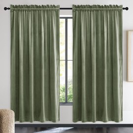 NICETOWN Sage Green Blackout Curtains 72 inches Long 2 Panels (62-inch Wide), Farmhouse and Sleek Velvet Drapes and Curtains for Doorway, Patio Sliding Door, Office, Dorm