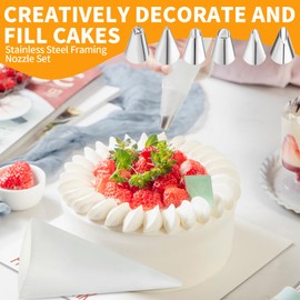 Icing Bag with Nozzles, 6 Nozzles Set, Reusable 31 cm EVA Piping Bag with Adapter, Baking Accessories for Decorating Cakes and Pastries