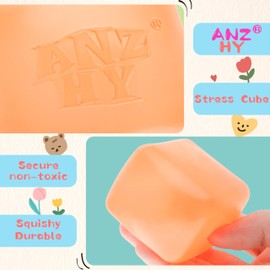 ANZHY Stress Sugar Cube, Squishy Fidget Toys Stress Cube for Anxiety Stress Relief, High Density Gel Filled, Calming Toys for Kids Adults(Orange Cube)