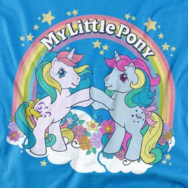 My Little Pony Retro Unicorn Fist Bump Unisex Adult T Shirt for Men and Women, Turquoise, Large
