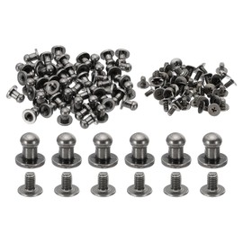PATIKIL 5mm Leather Rivets, 100 Sets Round Button Head Studs Metal Screw Studs Posts Chicago Screws Rivet for Clothing Leather Crafts, Grey
