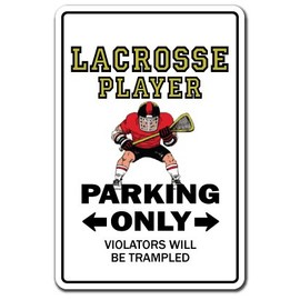 Lacrosse Player Aluminum Sign Sport Athletic Athlete Jock Team Uniform Ball Play | Indoor/Outdoor | 14" Tall