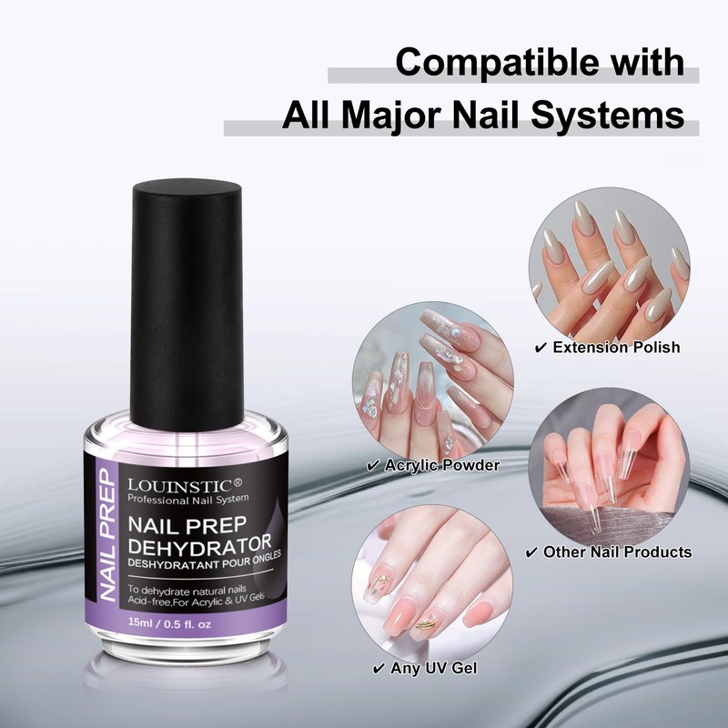 Nail Dehydrator 15ml, Acid-Free Nail Prep Dehydrate, Air-Dries in 3s