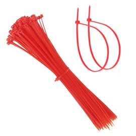 EKIND 100pcs 8-Inch Cable Ties, Durable & Easy-to-Use Nylon Zip Ties, 18lb Tensile Strength, Suitable for Indoor & Outdoor Use in a Variety of Environments, Electronics Cord (Red)