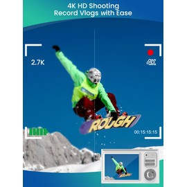 Ocakuiter Digital Camera,4K Kids Camera,16X Zoom,Point and Shoot Digital Camera with 32GB Card,Portable Small Camera with Autofocus for Kids Teens Beginner