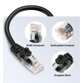 Tainston Cable Ethernet Cat6 de 100 pies, cable de Internet resistente, compatible con Cat6/Cat5e/Cat5 con 25 ataduras, color negro.