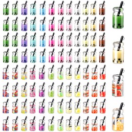 104 Pieces Milk Tea Charms DIY Keychain Pendant Boba Charms Colorful Mini Bottle Charms Pendant Fruit Juice Charms Pendant for DIY Jewelry Craft Earring Keychain Xmas Present