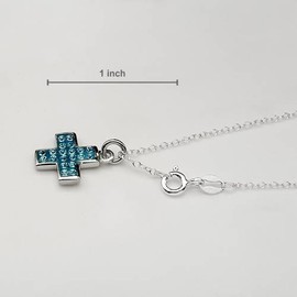 Unbranded Cross Necklace With Genuine Crystal in Blue Enamel and  925 Sterling silver 18"