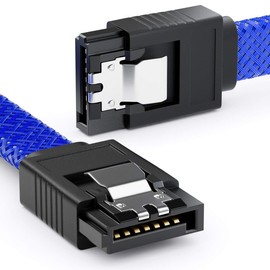 deleyCON 3 x 50 cm SATA 3 Nylon Cable Set Data Cable 6 Gbit/s Connection Cable Motherboard HDD SSD Hard Drive 2 S-ATA Connector Straight Blue
