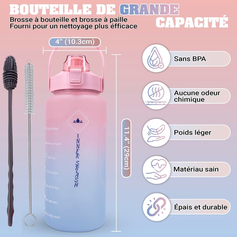 Inner Splash 2 Litre Water Bottle - With Scale with