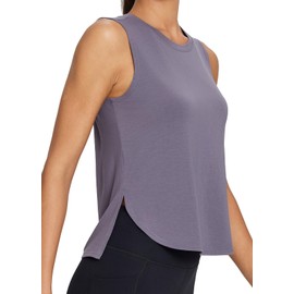baleaf Workout Tank Tops for Women Sleeveless Athletic Tops Flowy Tencel Soft Loose Fit Quick Dry Hip Length Running Shirts Gym Purple XXL