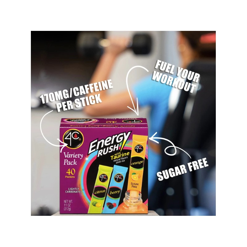 4C Energy Rush Stix Flavored Drink Concentrate 40 Count Pack