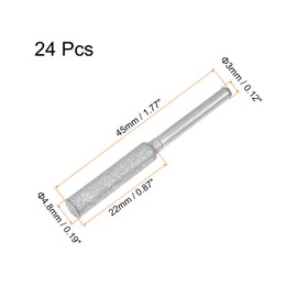 HARFINGTON 24pcs Diamond Chainsaw Sharpener Bits 3/16" 4.8mm Cylinder Head Electric Chain Saw Grinder