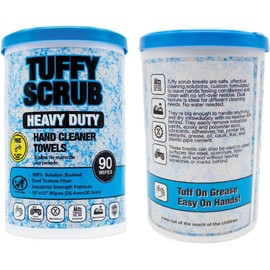 LAUCO Tuffy Scrub Cleaning Wipes – 90 Count (10" x 12") – Heavy Duty & Multi-Purpose Hand and Surface Towels for Industrial, Shop, Auto & Home Use (1 Pack, Heavy-Duty)