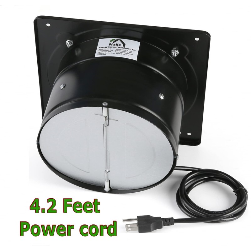 Nalle 8 inch Exhaust Fan 80W 500CFM Through-wall installation Ventilation