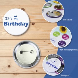 Birthday Pin, It's My Birthday Pin, Happy Birthday Pins for Women Men, Birthday Button for Boys Girls, Badge Pins for Party Decorations Supplies (White)